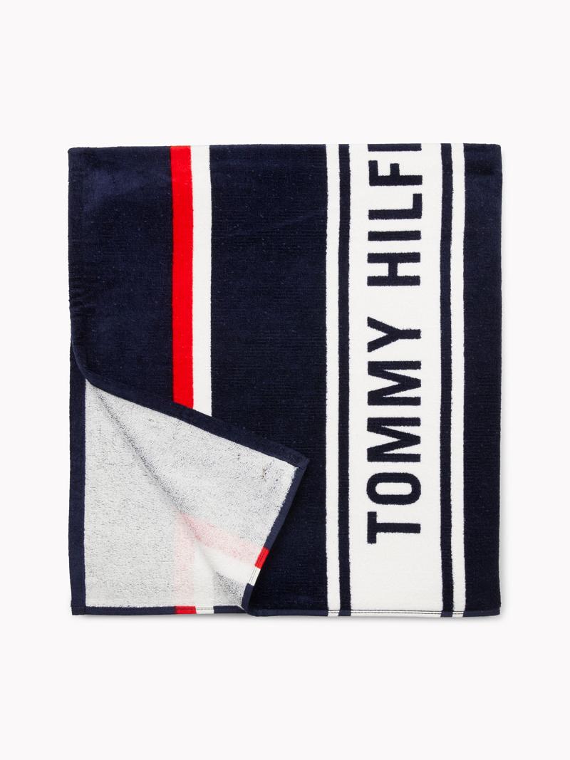 Férfi Tommy Hilfiger Logo Stripe Beach Towel Úszóruhák Színes | HU 885SGL